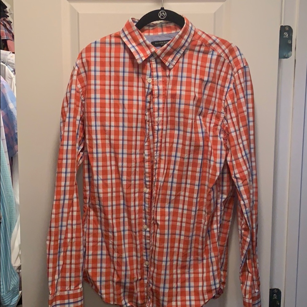 Banana Republic Orange and Blue Oxford